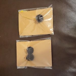 Matching Black Pom Earrings and Necklace Set